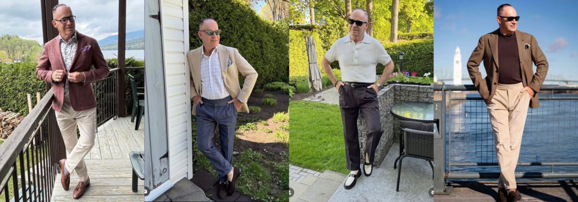 Richard présente différents looks élégants pour homme, dans un style moderne.
